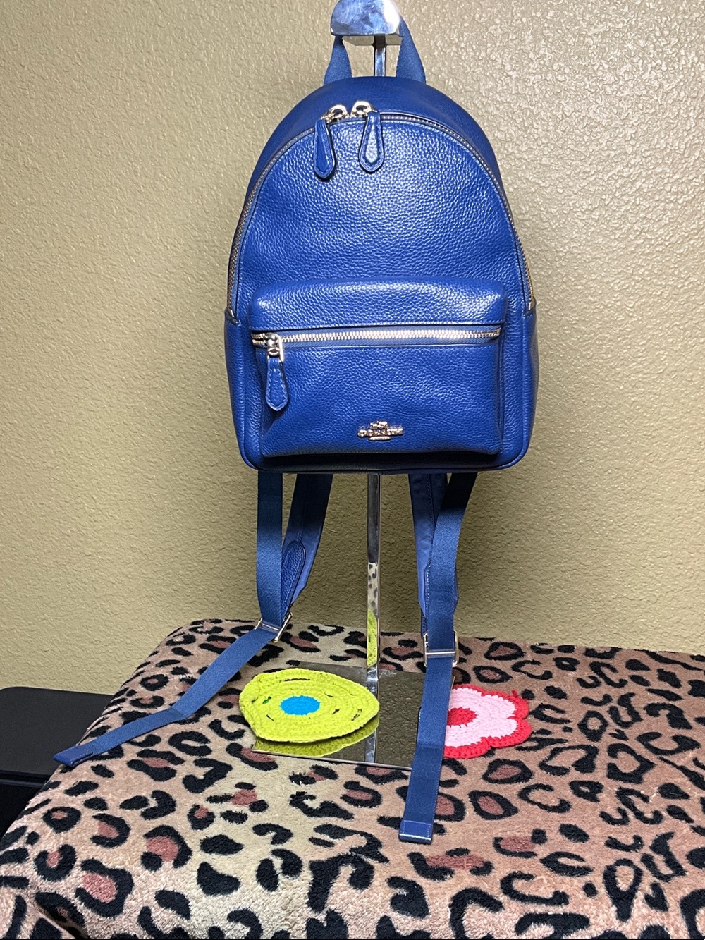 Coach Blue Pebbled Leather Mini Backpack